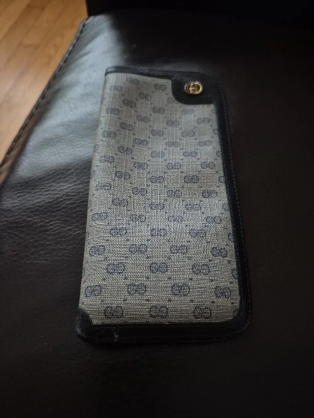 Gucci Blue and Gray Monogram Folio Phone Case